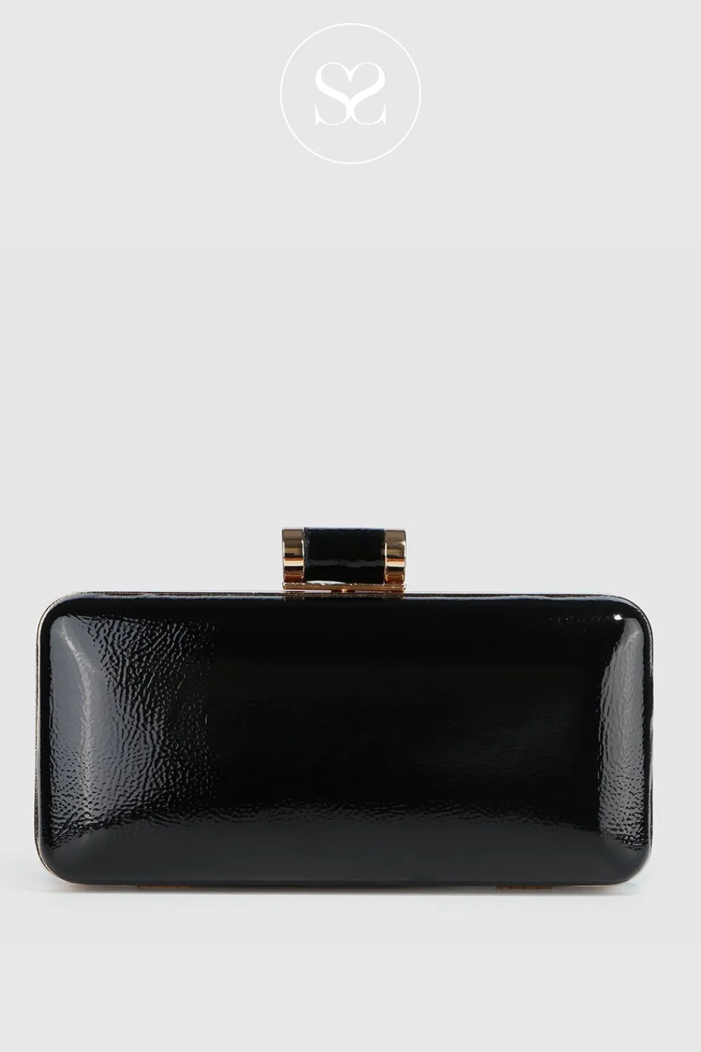 LODI LP-1553 BLACK PATENT CLUTCH BAG