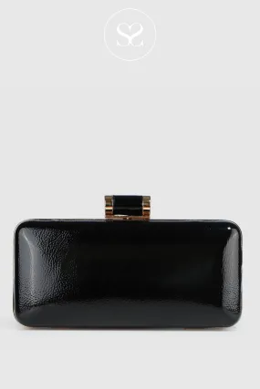 LODI LP-1553 BLACK PATENT CLUTCH BAG