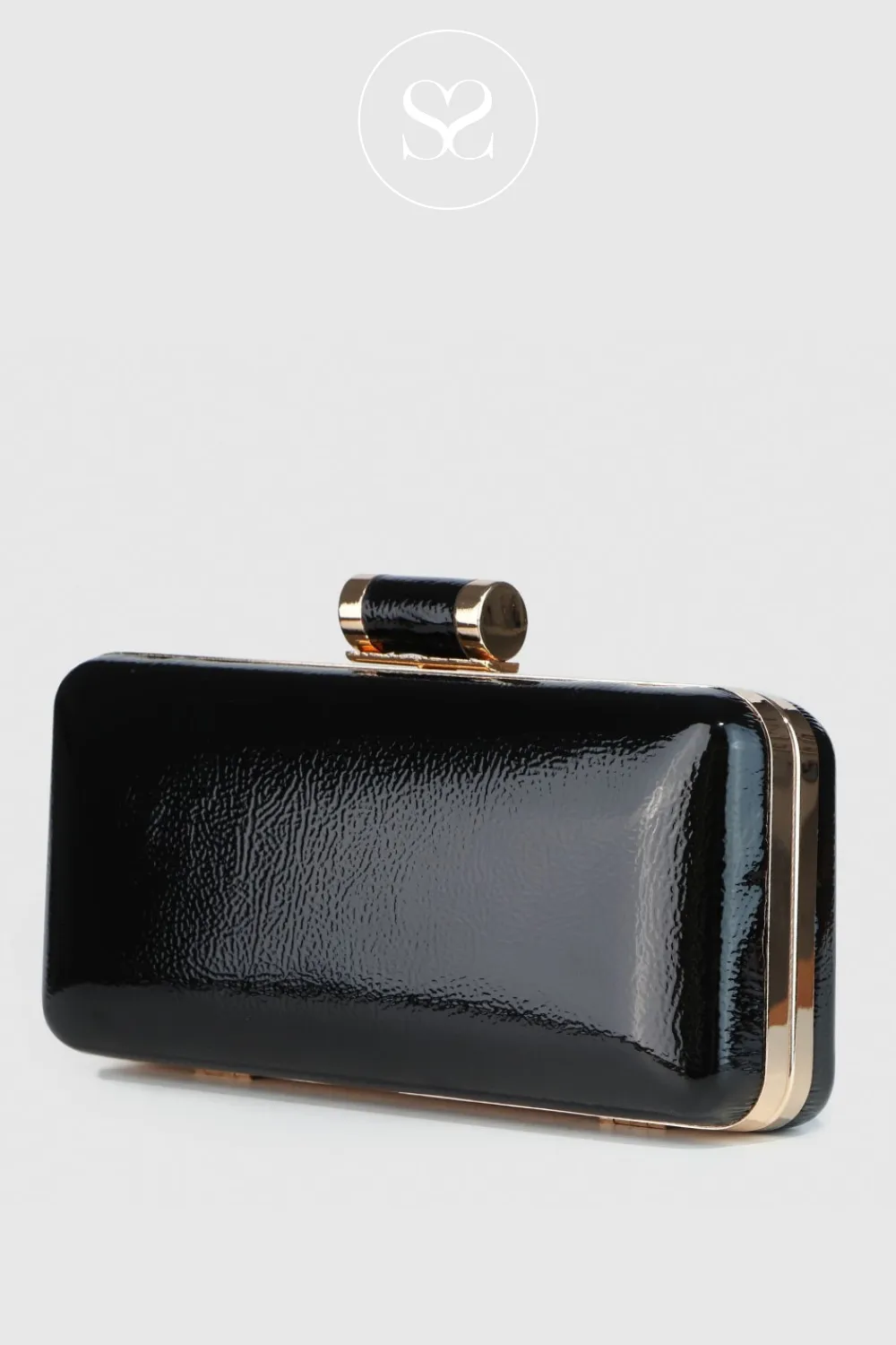 LODI LP-1553 BLACK PATENT CLUTCH BAG