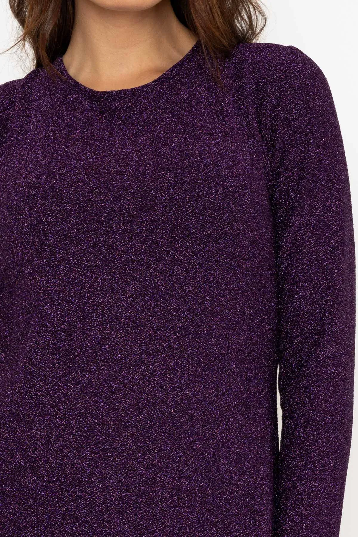 Long Sleeve Purple Sparkle Mini Dress