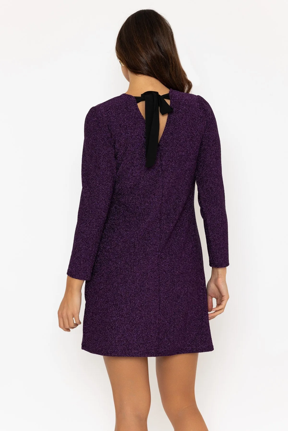 Long Sleeve Purple Sparkle Mini Dress