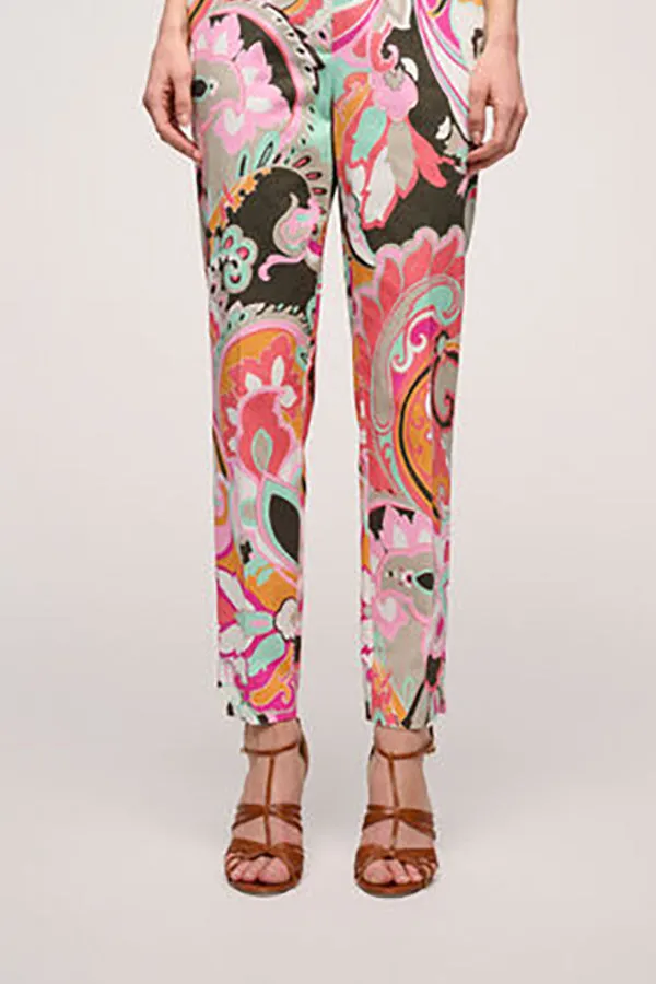 Luisa Spagnoli ADUNATA MULTICOLOR PAISLEY CAPRI TROUSERS