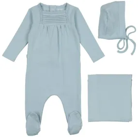 Mabel Bebe Beau Blue Pleat Layette Set