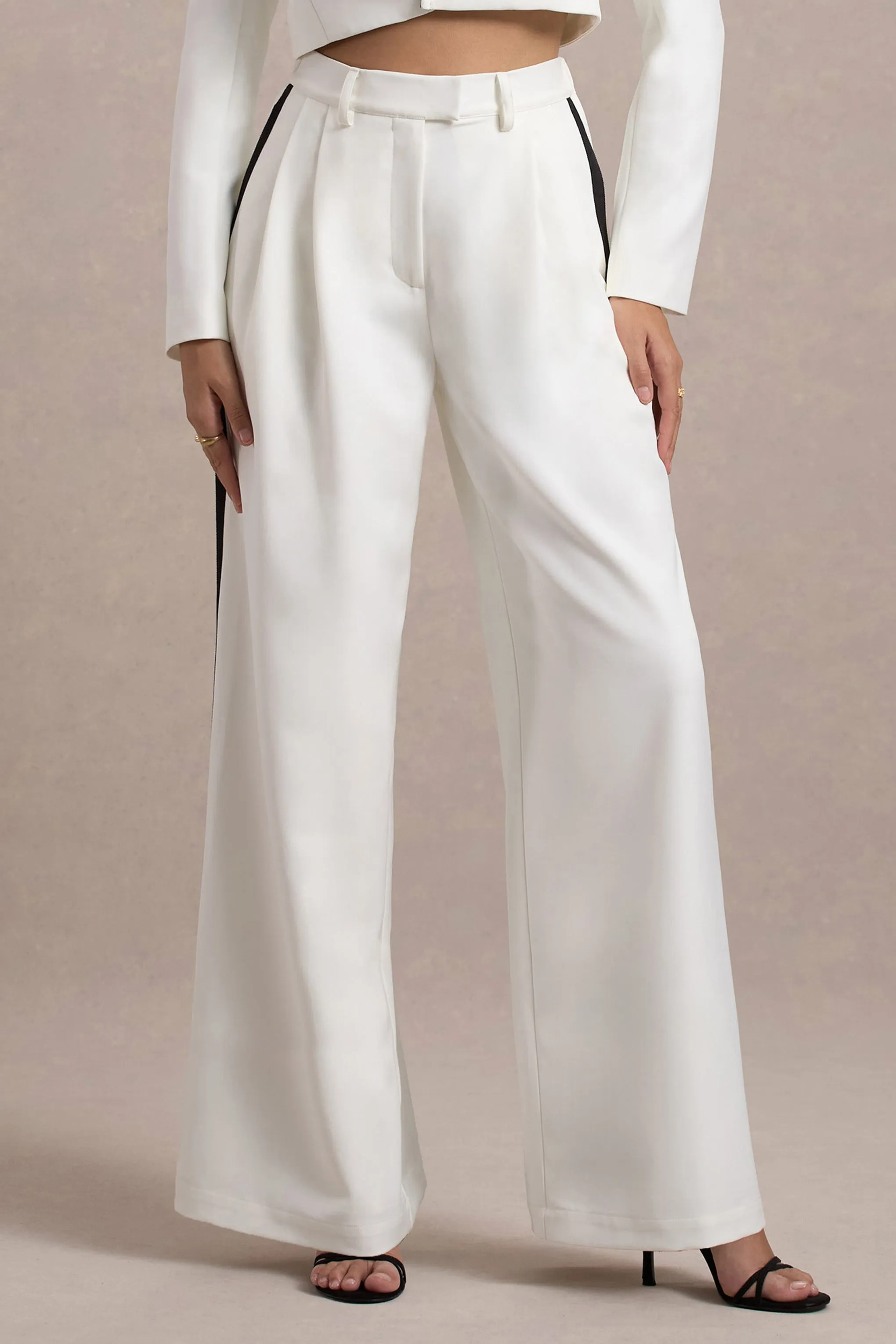 Maiya | White High-Waist Wide-Leg Trousers