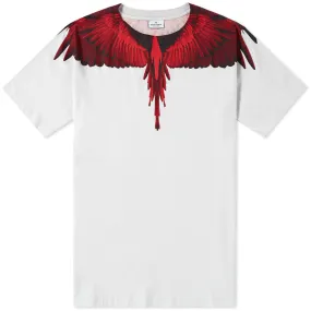 Marcelo Burlon Light Grey & Red Wings Shoulder T-shirt