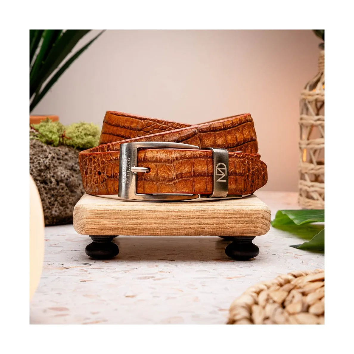 Marco Di Milano EST 100 Genuine Exotic Crocodile Men's Belts (MDMB1021)