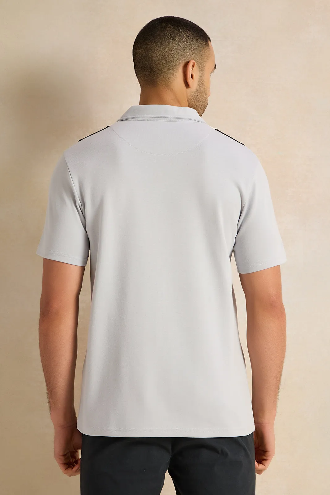 Men Beige Polo T-shirt