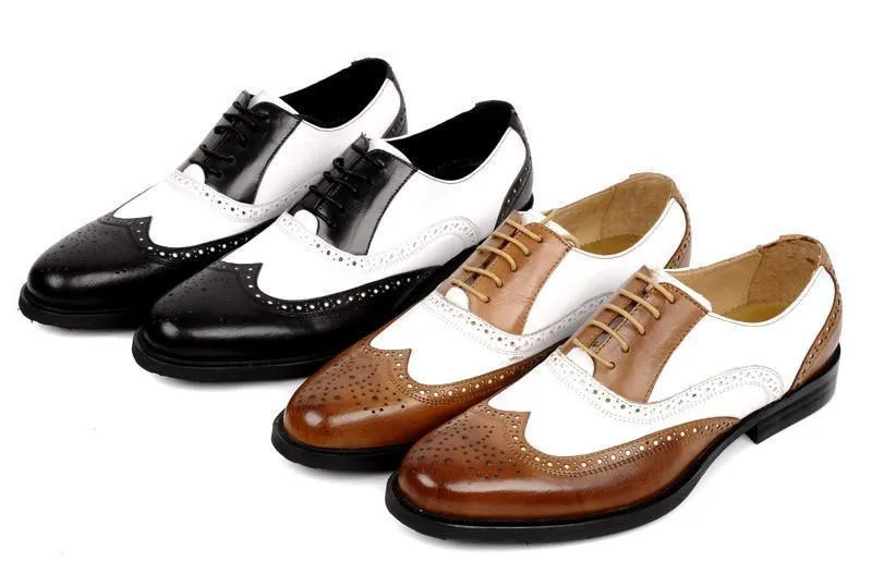 Men Oxfords, Genuine Leather, Vintage, Black, Brown