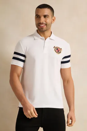 Men White Badge Polo Shirt