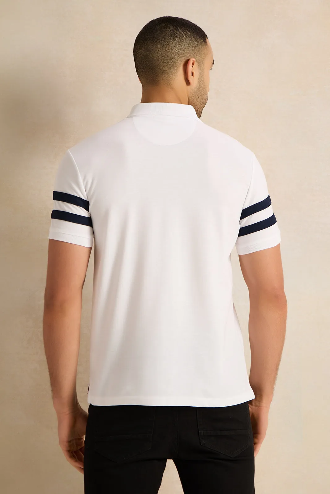 Men White Badge Polo Shirt