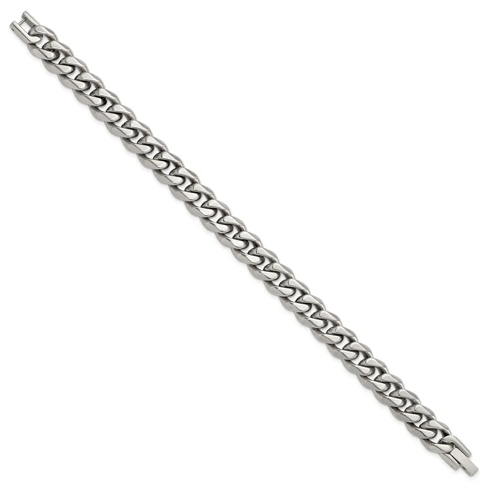 Men's 10mm Titanium Polished Curb Chain Bracelet, 8 Inch