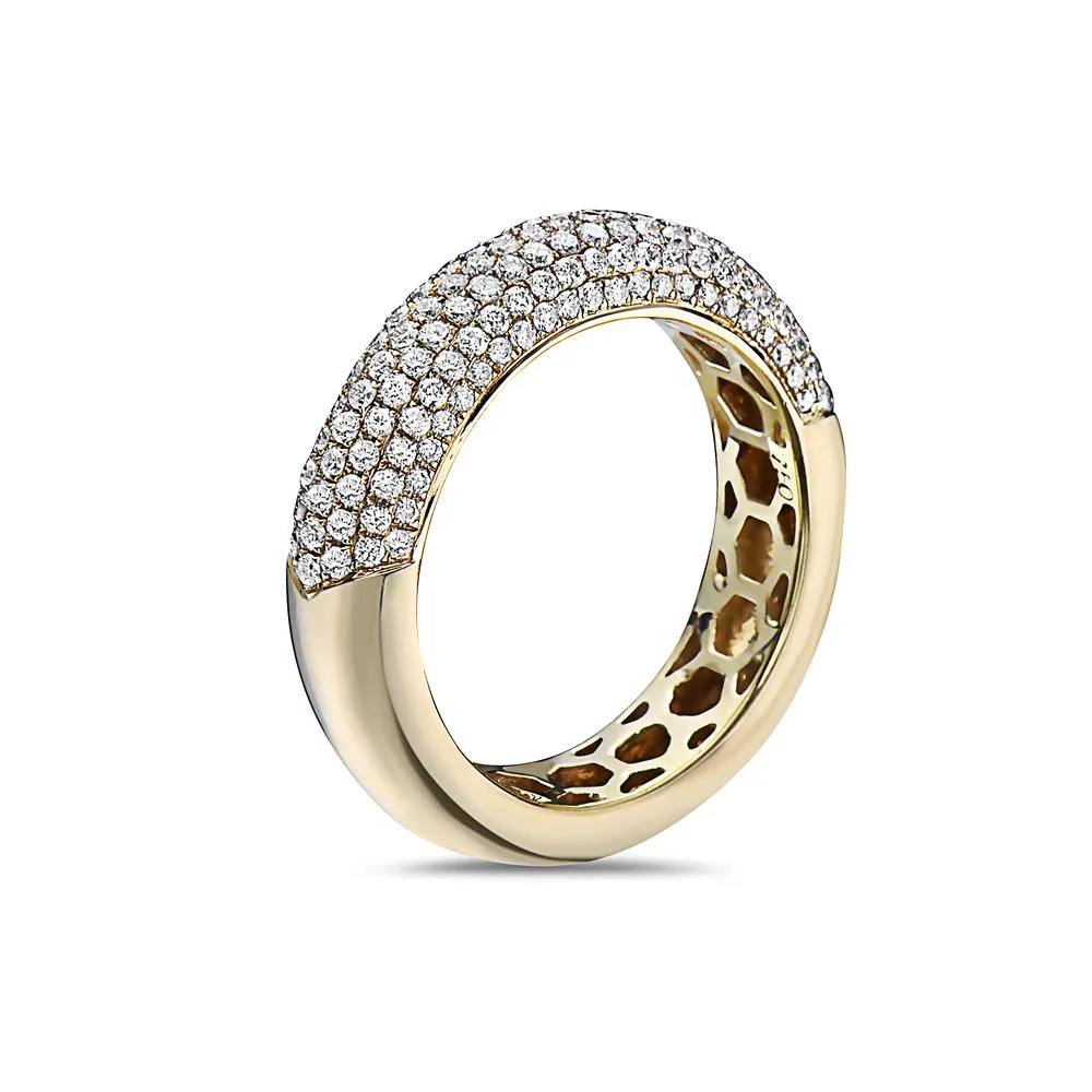 18K Yellow Gold Band with 1.38 CT Diamonds for Men