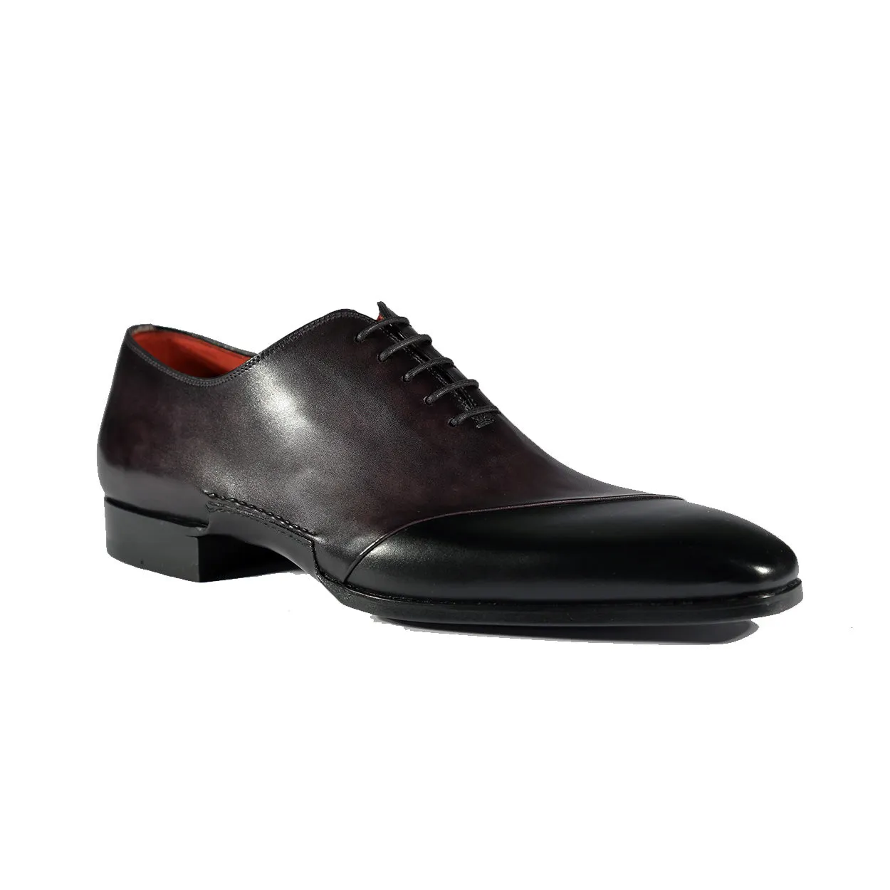 Men's Black & Gray Patina Leather Oxfords