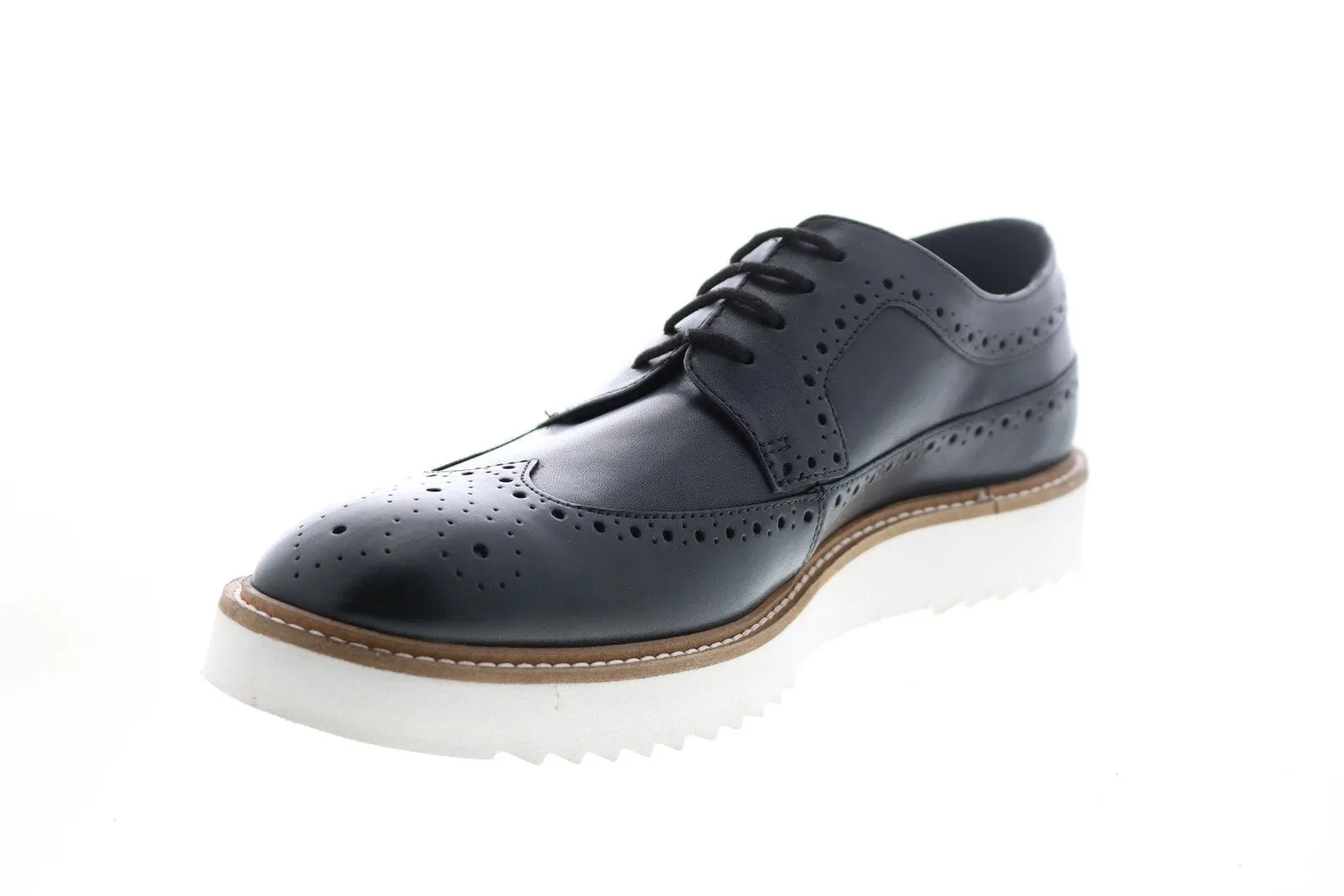 Mens Black Leather Wingtip & Brogue Oxford Shoes by Clarks Ernest Limit