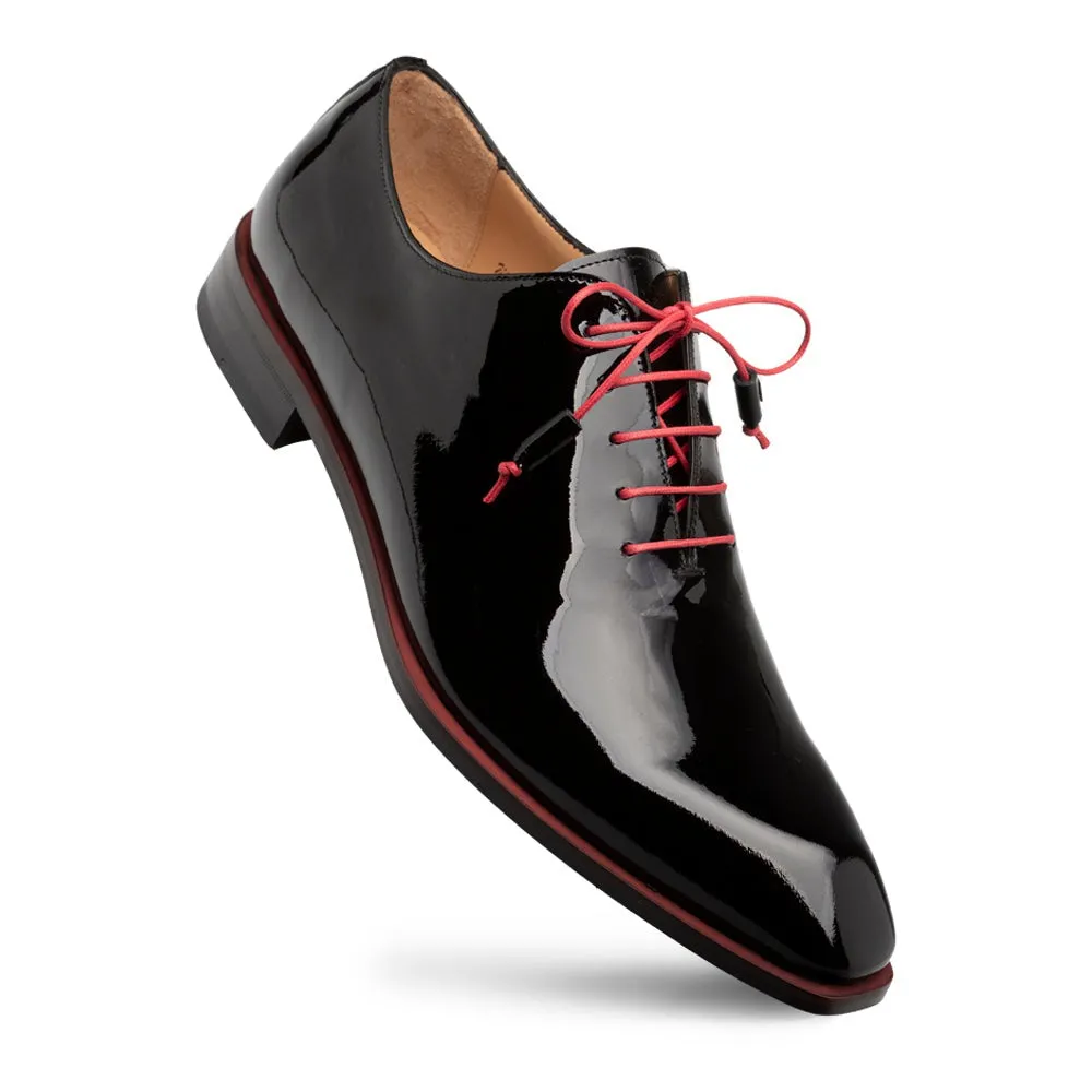 Men's Black Patent Leather Asymmetrical Oxfords