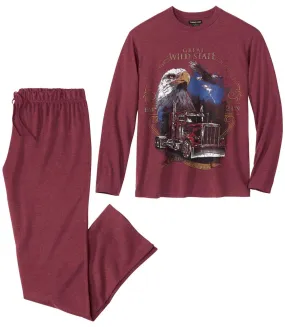 Men's Burgundy Jersey Pyjamas