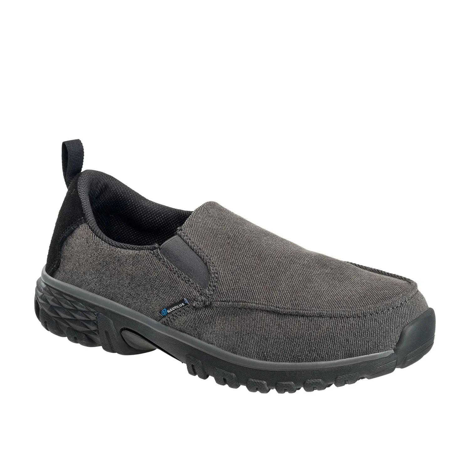 Mens Charcoal Textile Alloy Toe Breeze EH Slip-On Work Shoes