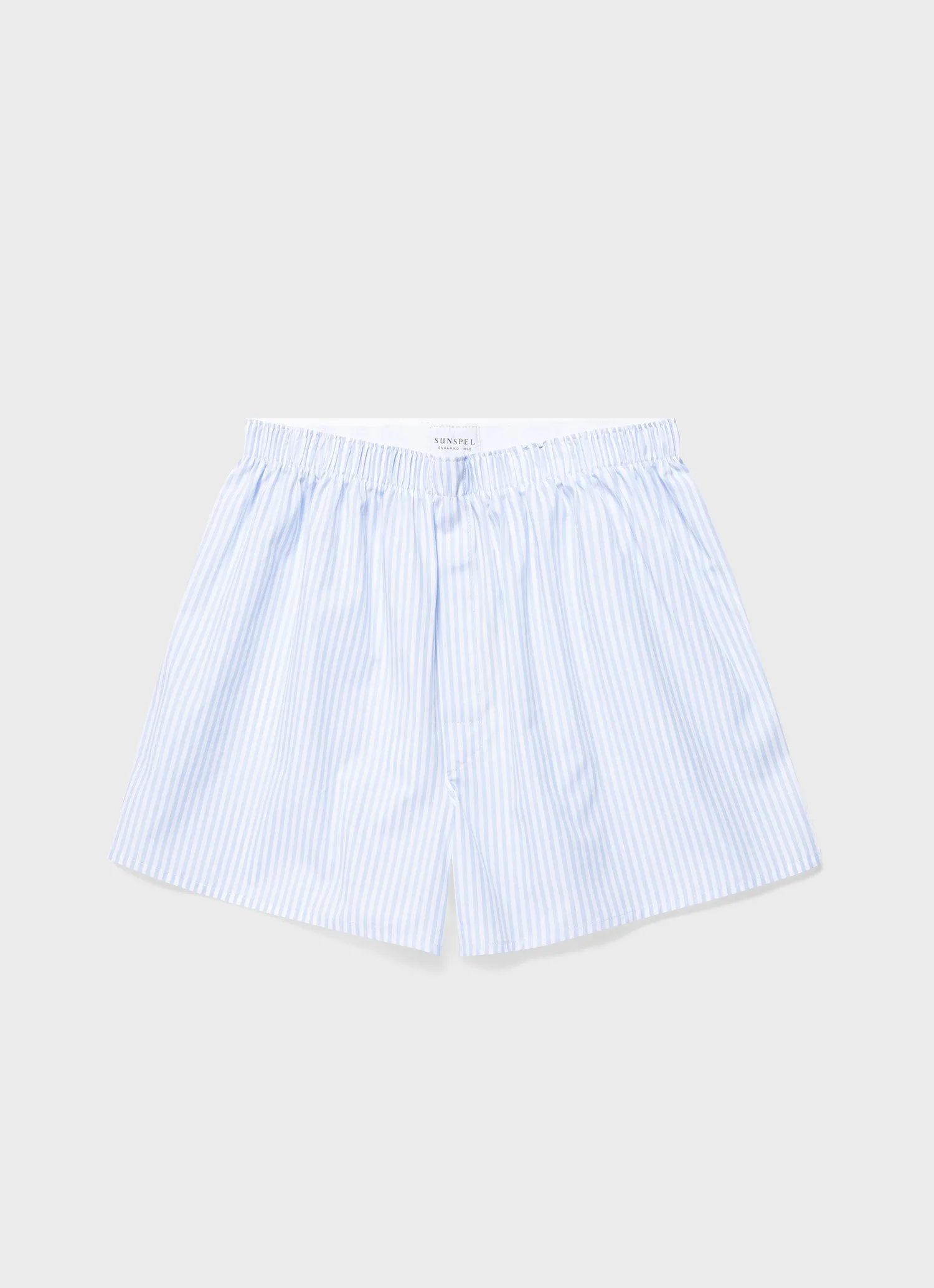 Men's Classic Boxer Shorts in White/Light Blue