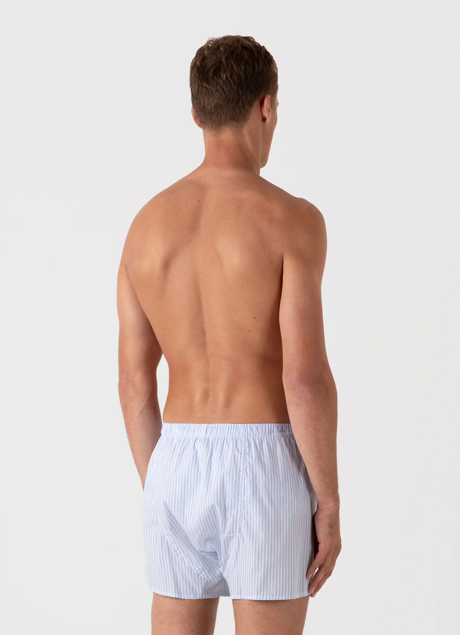 Men's Classic Boxer Shorts in White/Light Blue