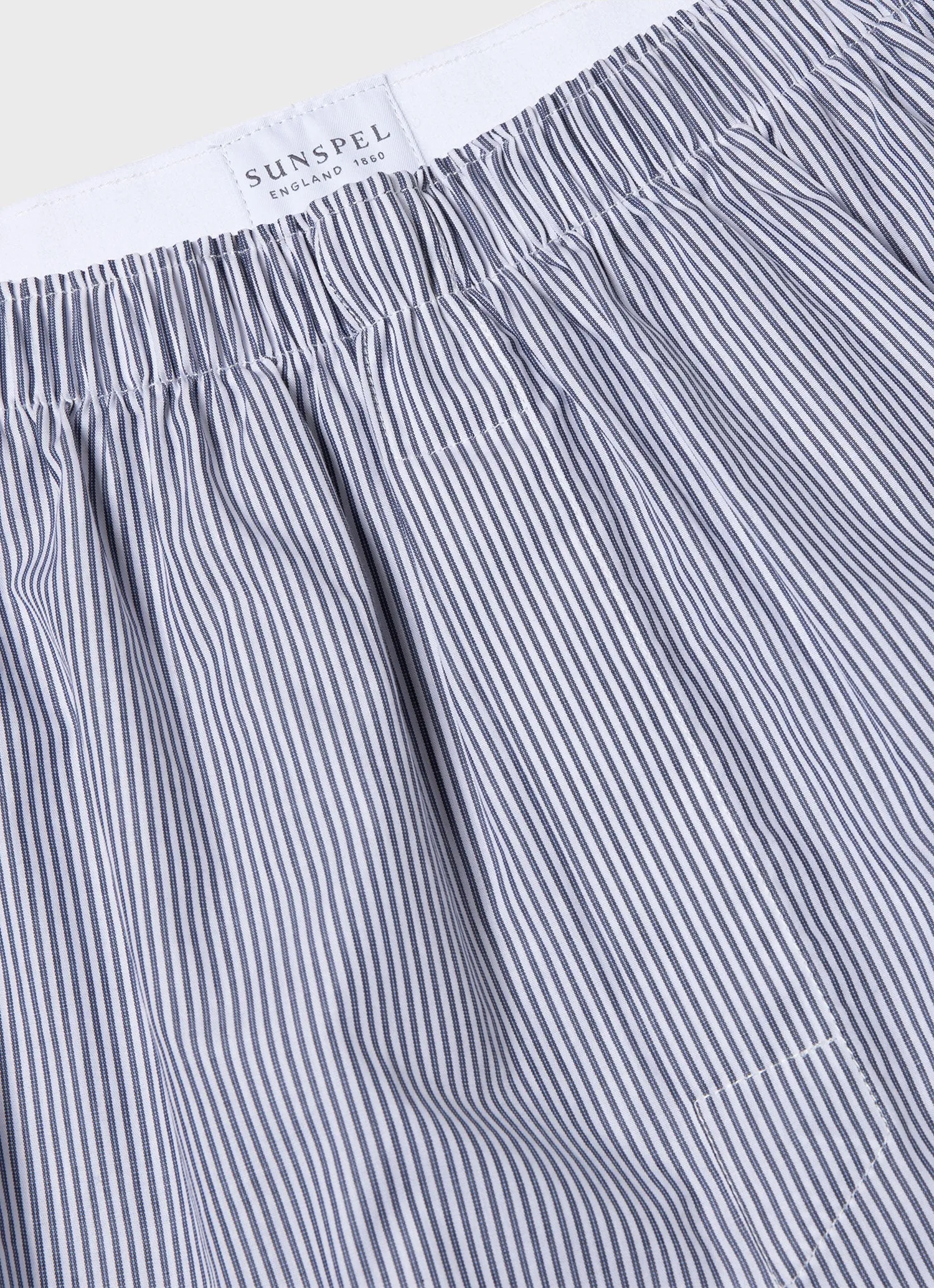 Men's Classic Boxer Shorts in White/Navy Pinstripe