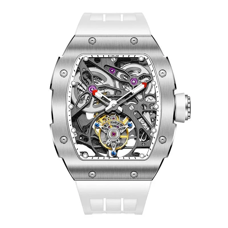 Men's Luxury Stainless Steel Flying Tourbillon Mechanical Wristwatch