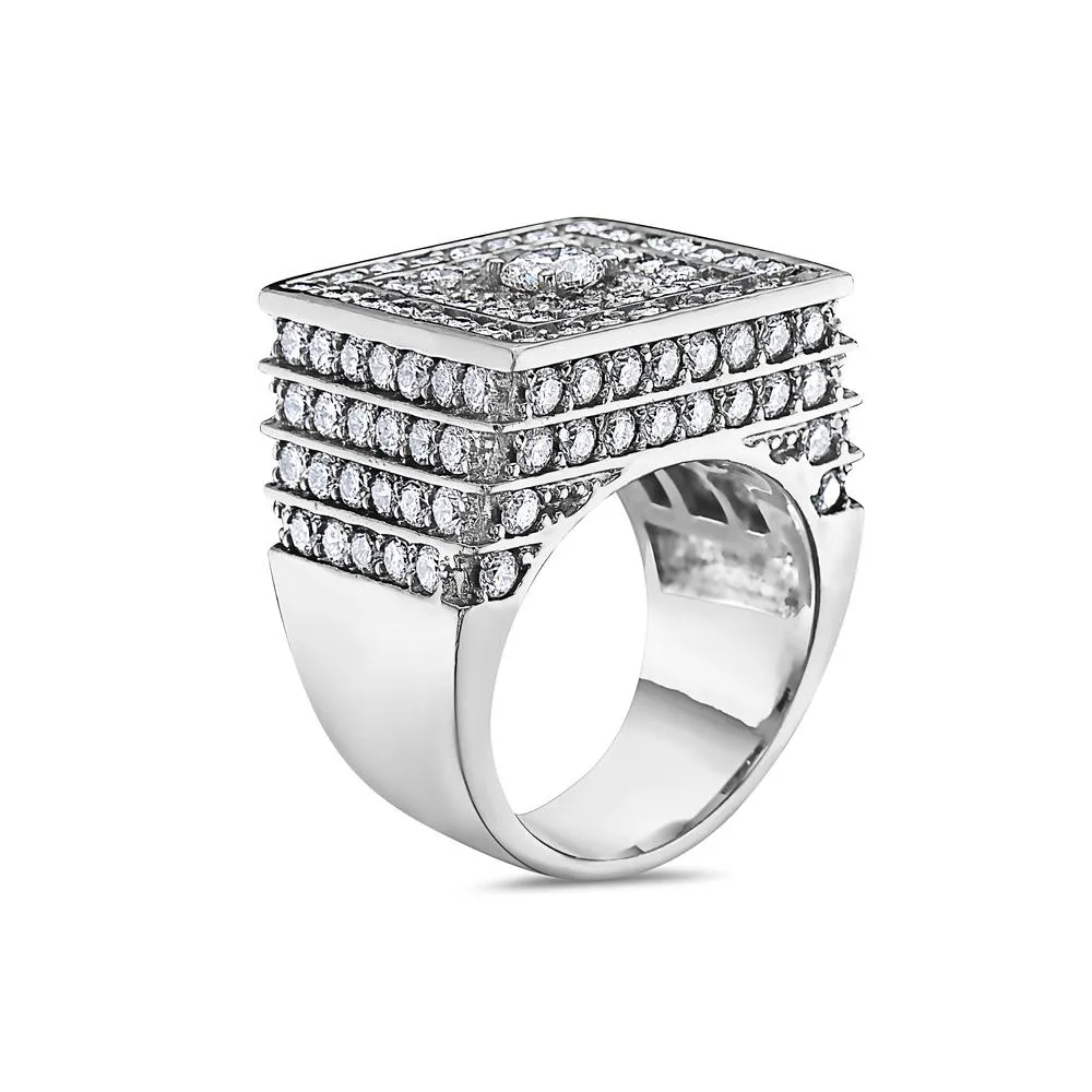 14K White Gold Ring with 9.50 CT Diamonds for Men