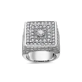 14K White Gold Ring with 9.50 CT Diamonds for Men