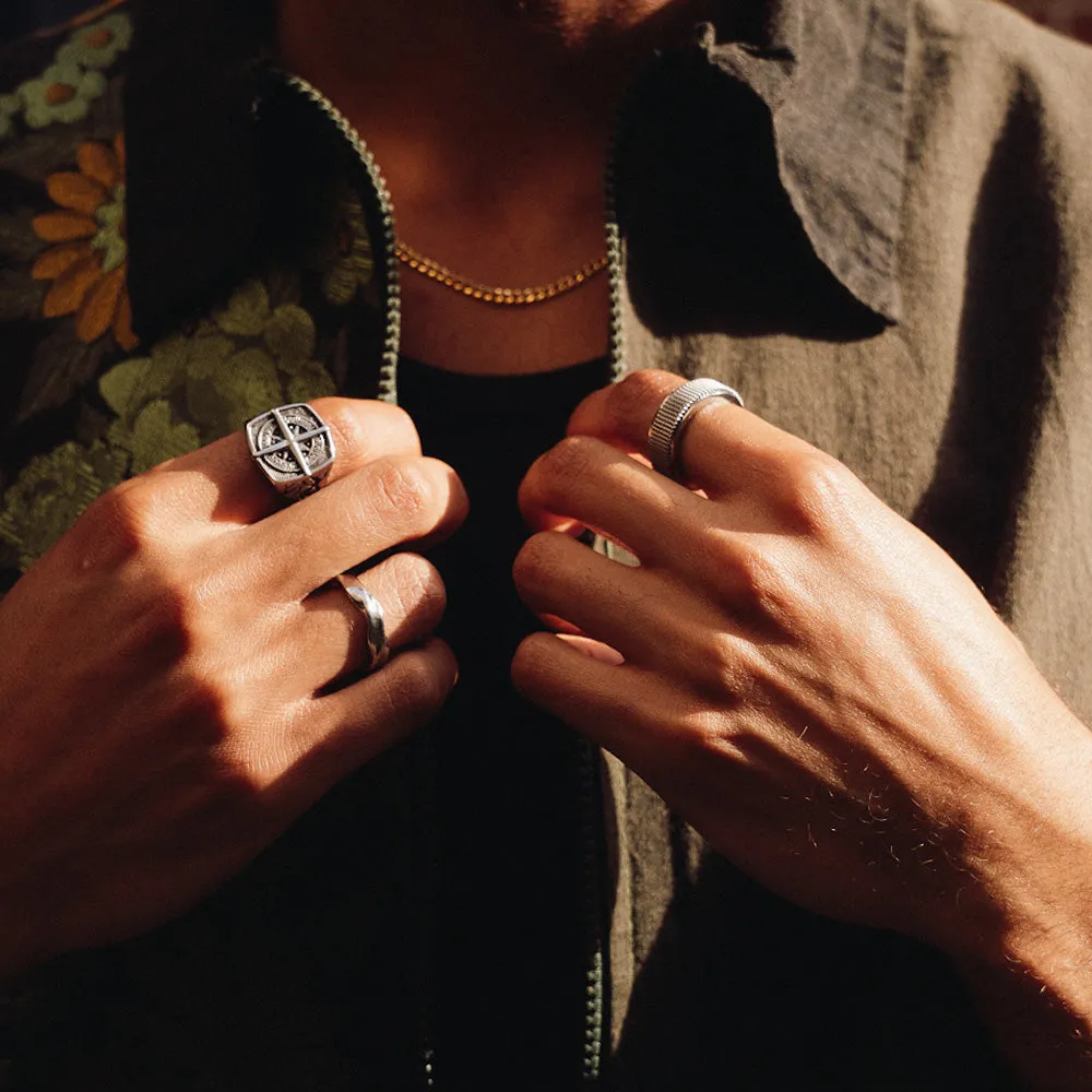 Men's Square Compass Signet Ring