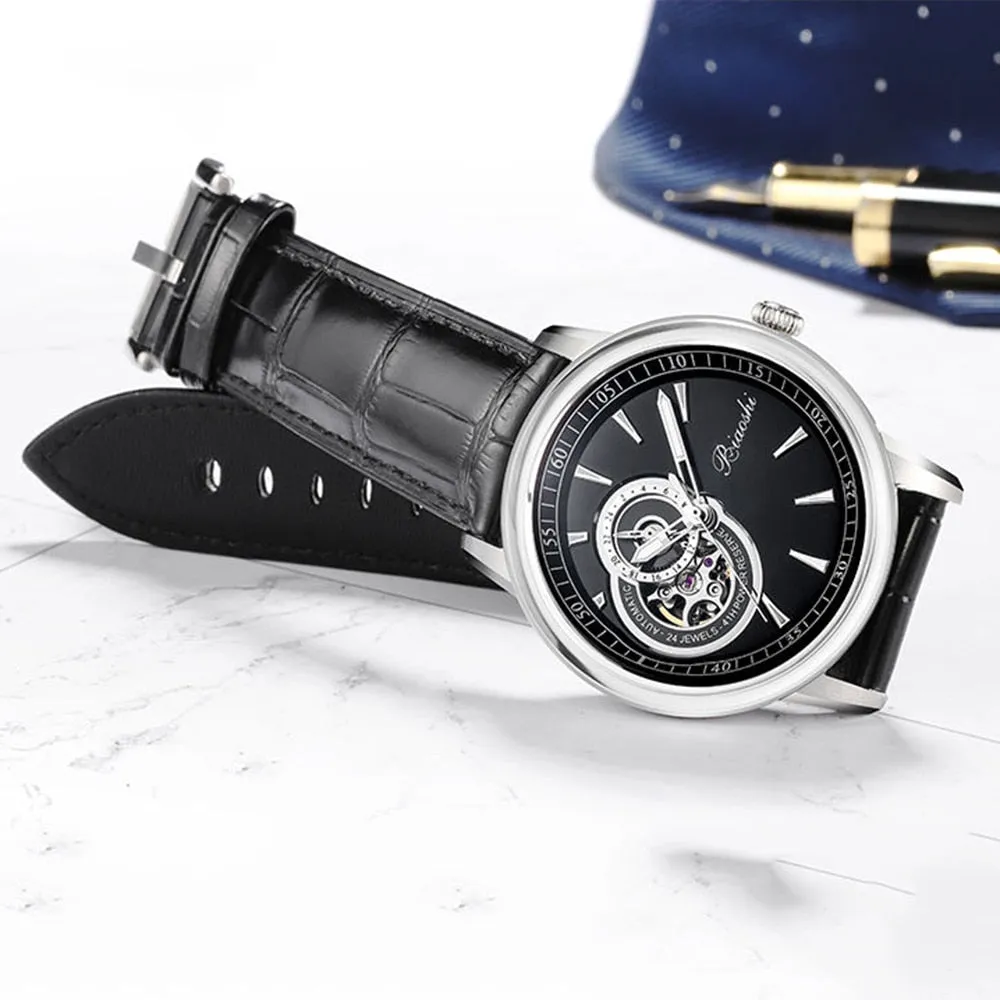 Men's Stainless Steel Luminous Sapphire Crystal Mechanical Wristwatches