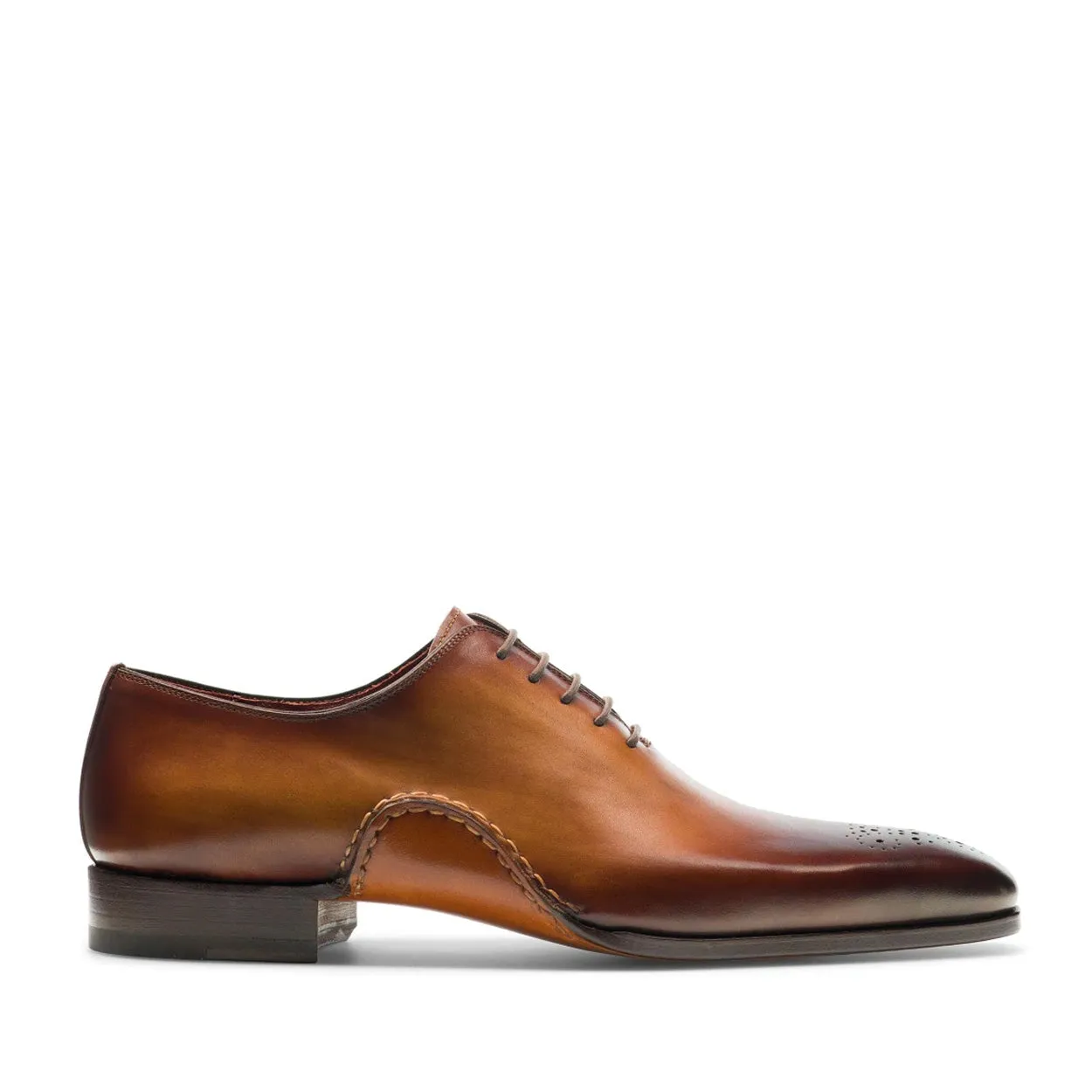 Men's Tobacco Leather Whole-Cut Oxfords