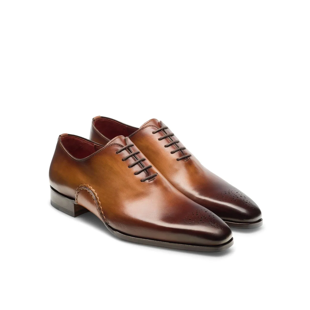 Men's Tobacco Leather Whole-Cut Oxfords