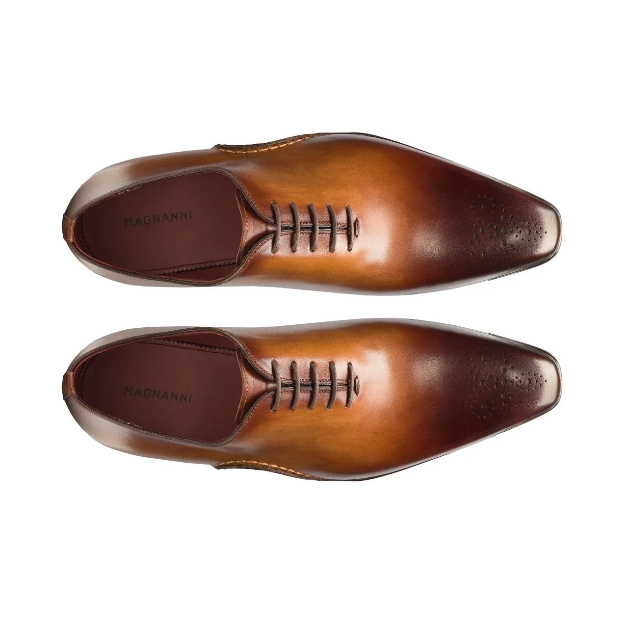 Men's Tobacco Leather Whole-Cut Oxfords