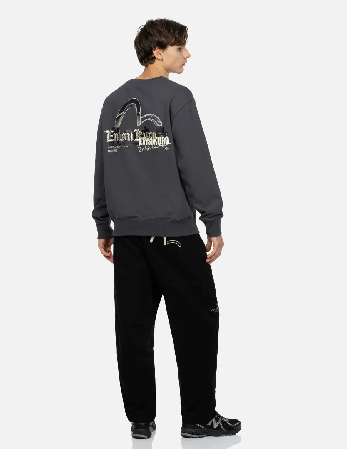 Metallic Seagull Print Relaxed Fit Sweatshirt