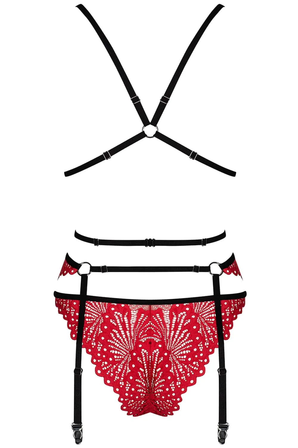 Mettia Bra, Brief & Suspender, Size L-XL (UK 12-14)