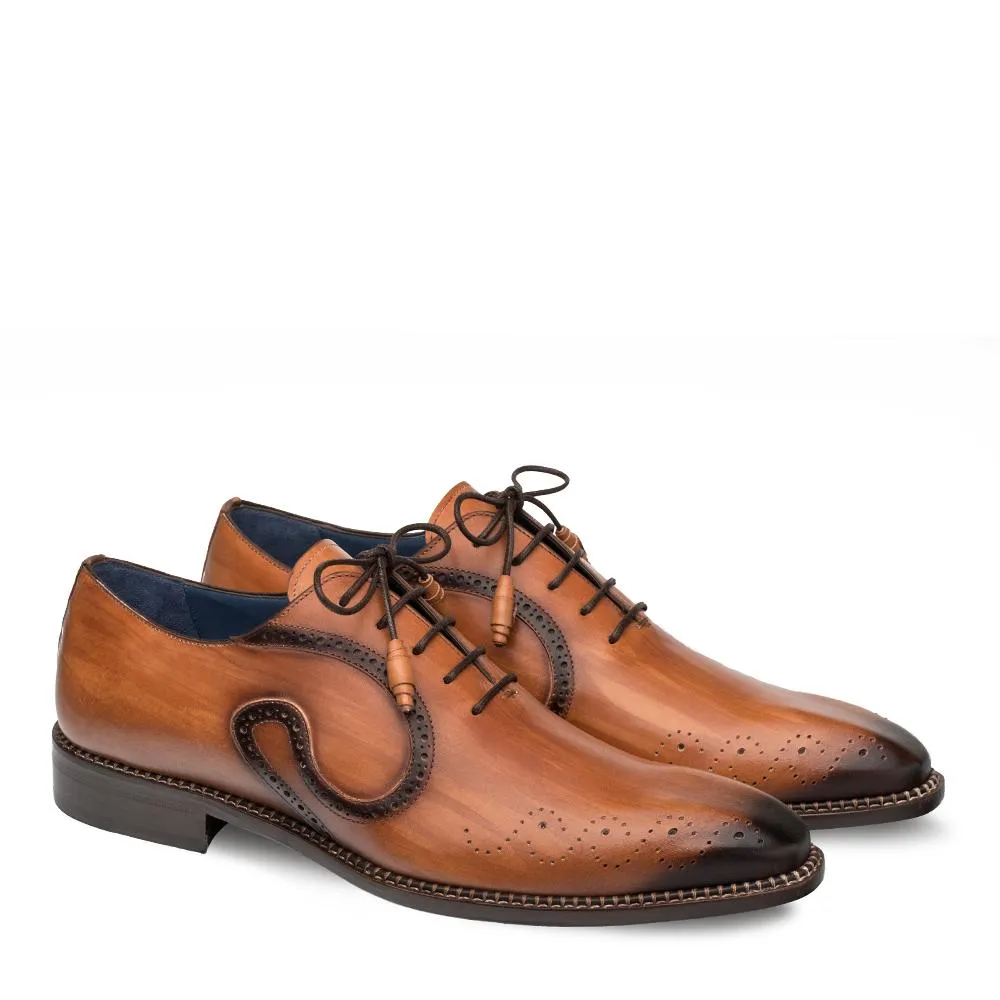 Cognac Calf-Skin Leather Oxford Shoes for Men by Mezlan 9743 Ellwood (MZS3248)