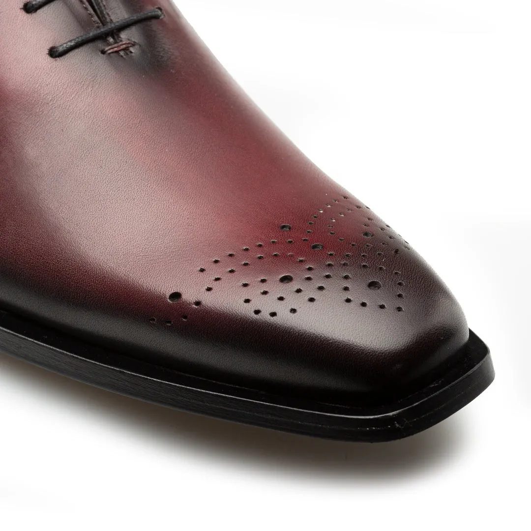 Men's Burgundy Calf-Skin Leather Oxfords