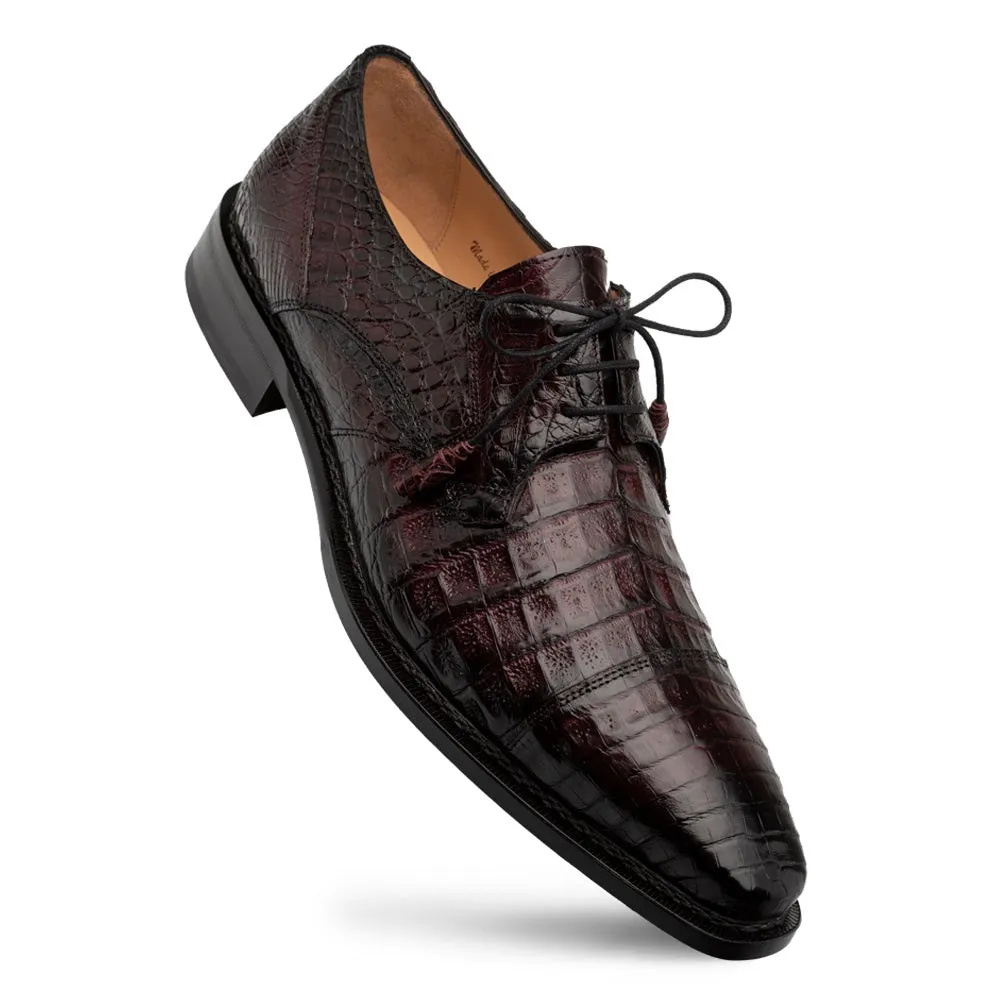 Burgundy Exotic Crocodile Derby Oxfords