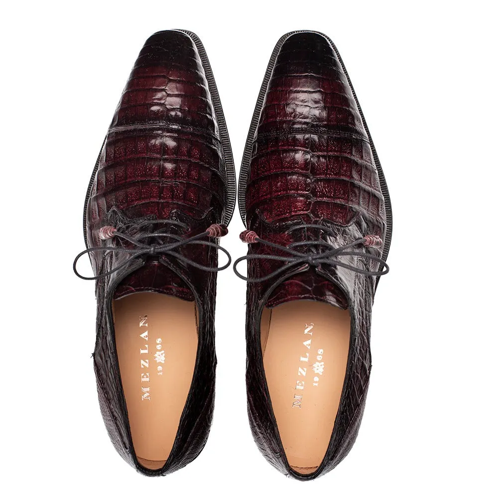 Burgundy Exotic Crocodile Derby Oxfords