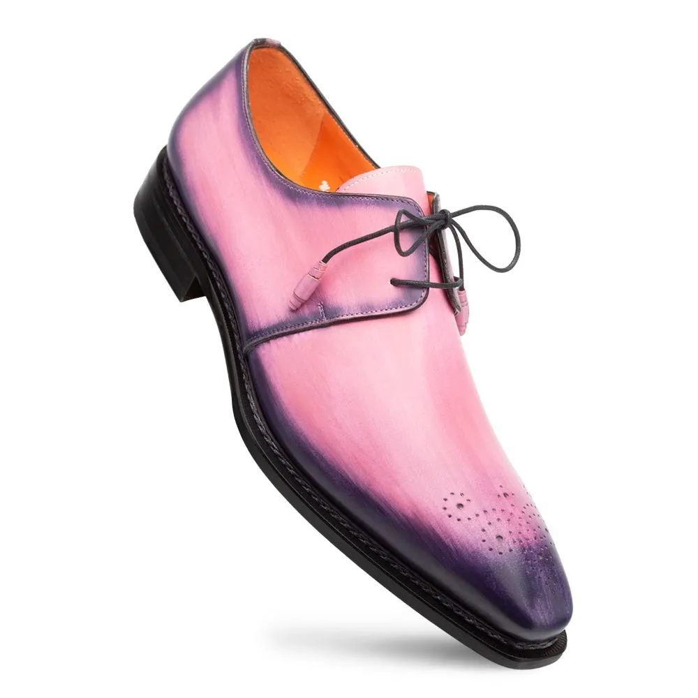 Pink Patina Leather Derby Oxford Shoes for Men by Mezlan Principe 20842 (MZ3644)