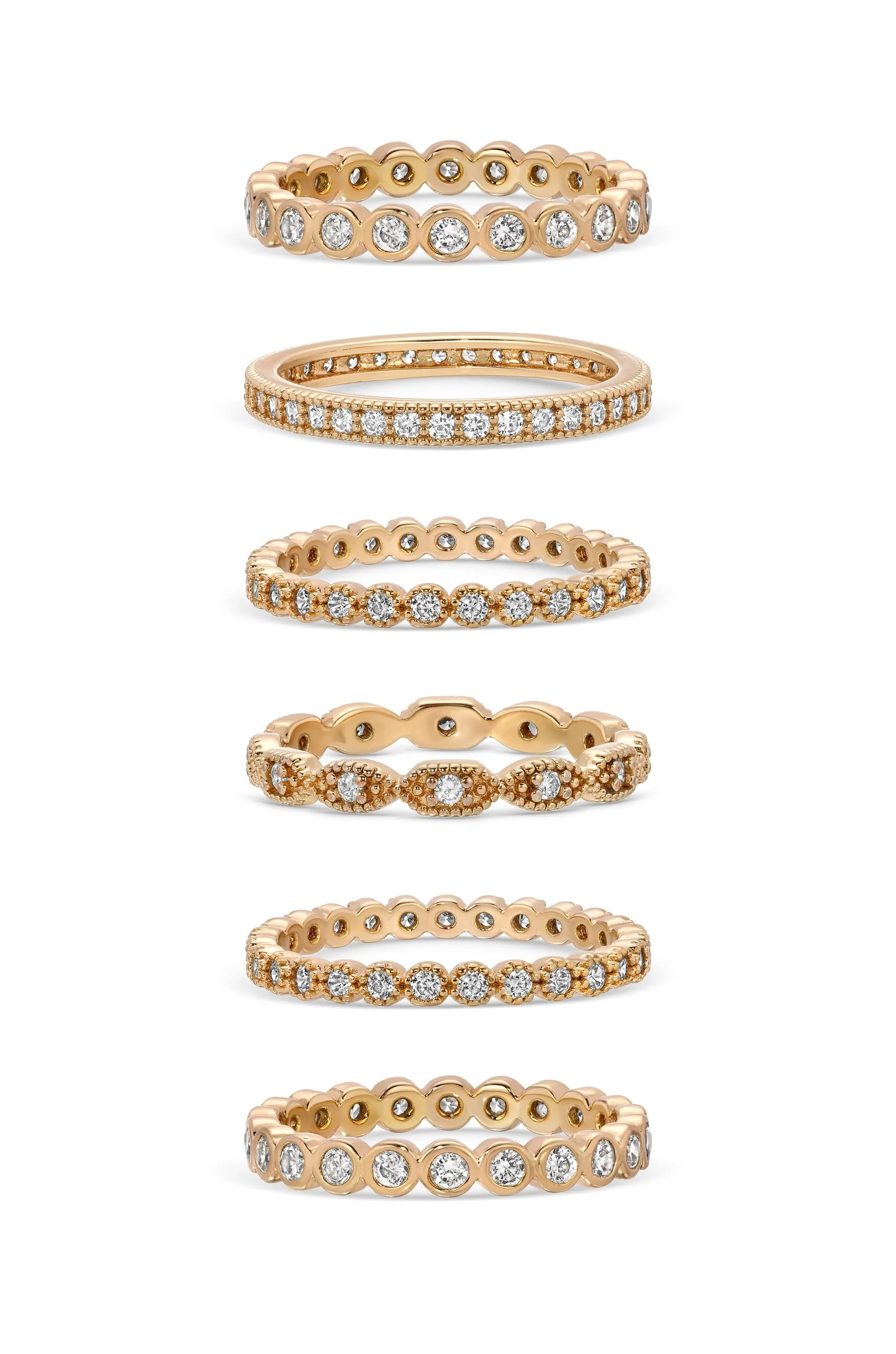 Multi-Stack Geo Crystal Ring Set of 6