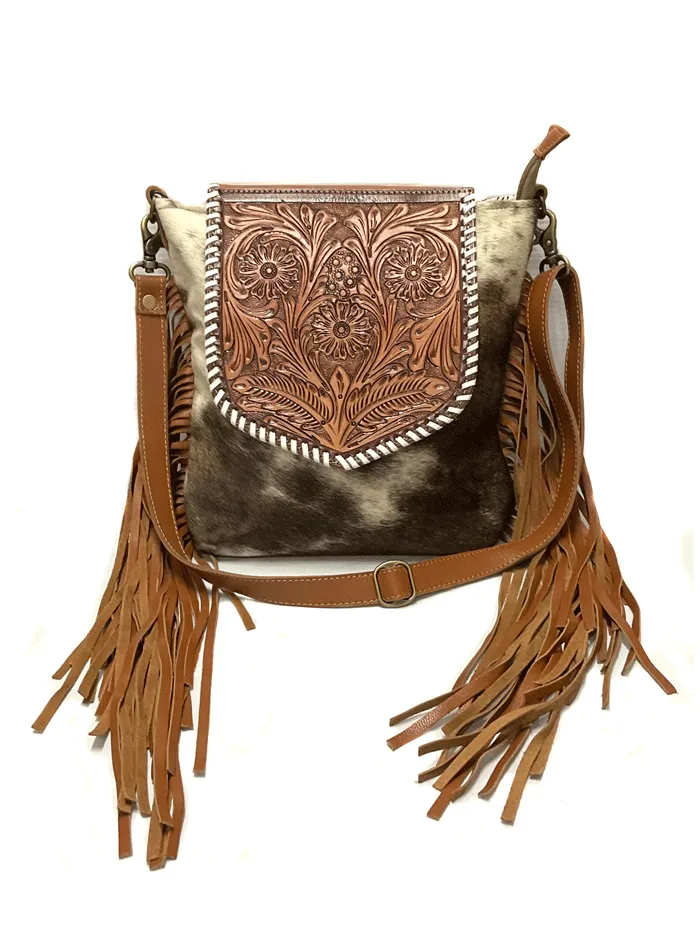 Myra Bag S-6768 Womens Squander Hand Tooled Bag Brown