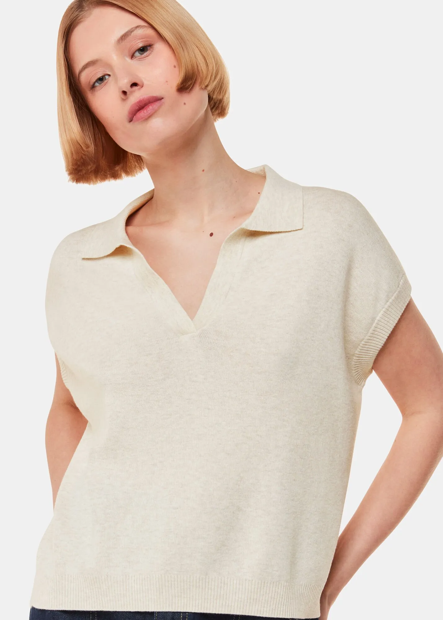 Neutral Lyla Short Sleeve Polo