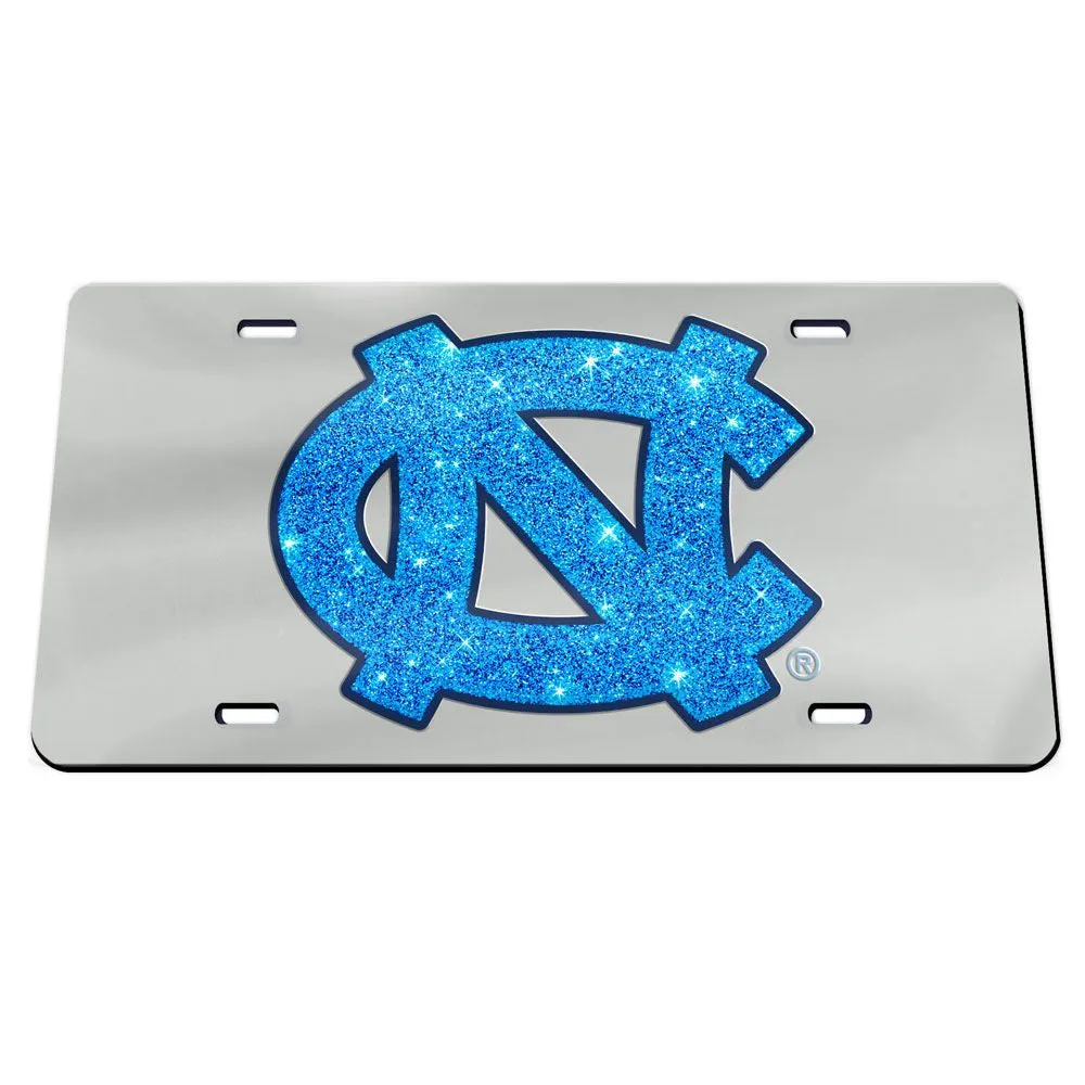 North Carolina Tar Heels Glitter Logo Front Auto Tag