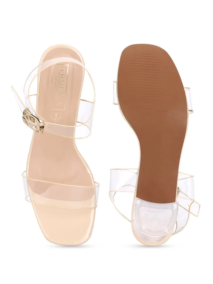 Nude Patent Perspex Clear Block Heels