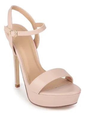 Nude PU High Platform Heels