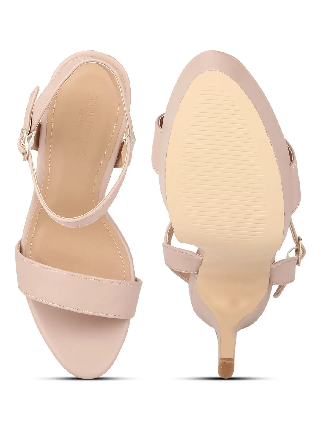 Nude PU High Platform Heels