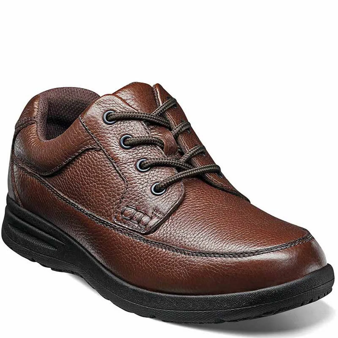 Cognac Tumbled Moc Toe Oxfords for Men by Nunn Bush 84694-222 CAM