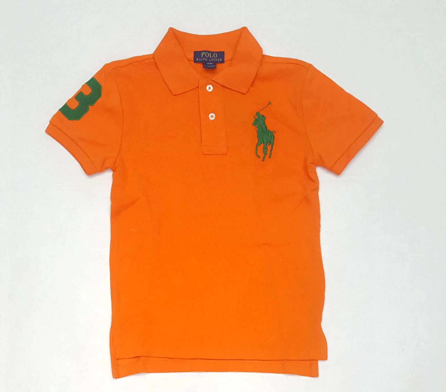 Nwt Kids Polo Ralph Lauren Orange/Green Big Pony Polo (8-20)