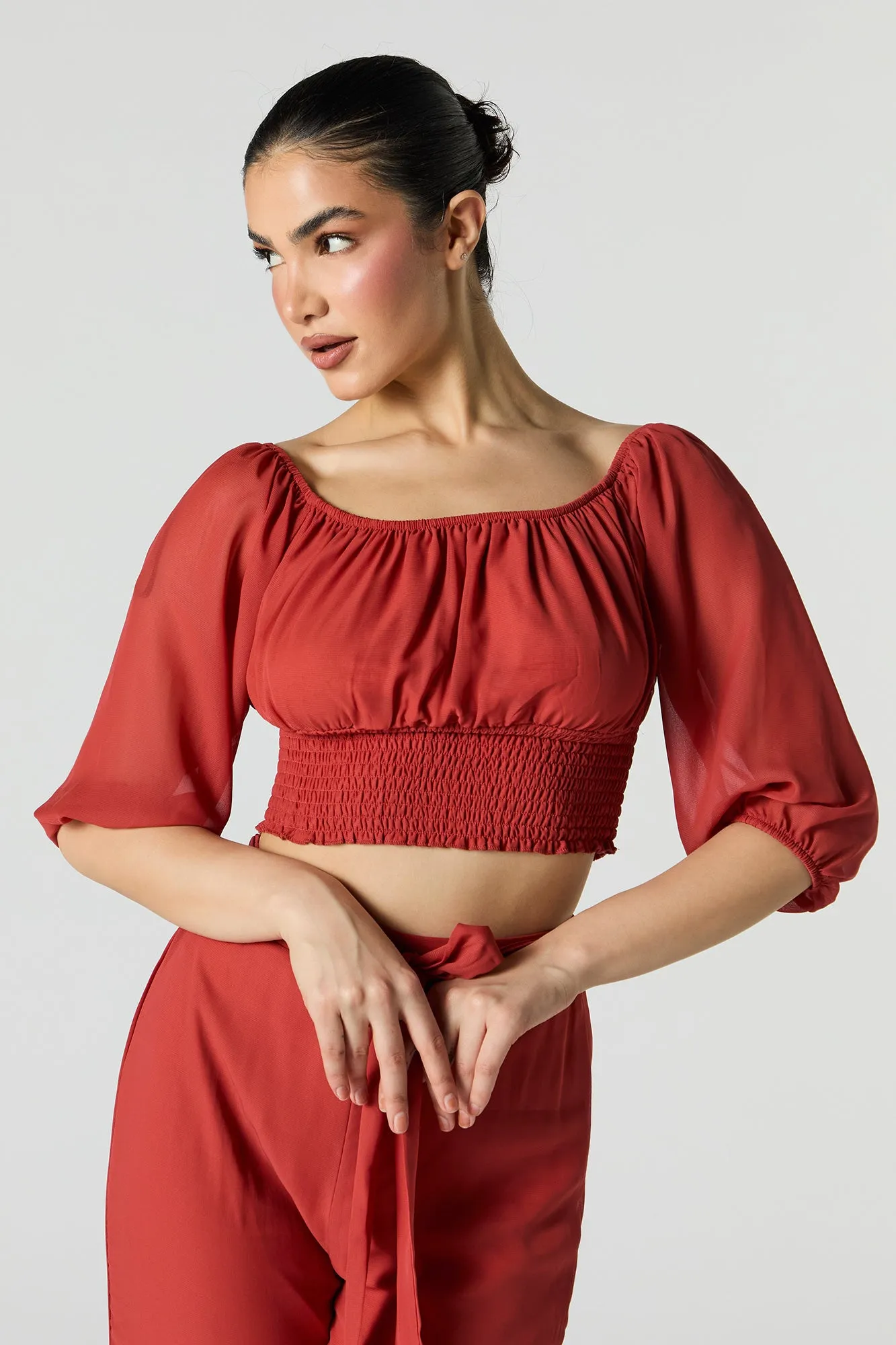 Off Shoulder Chiffon Top