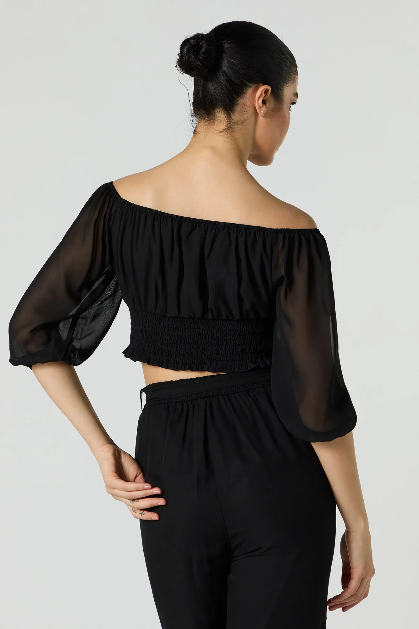 Off Shoulder Chiffon Top